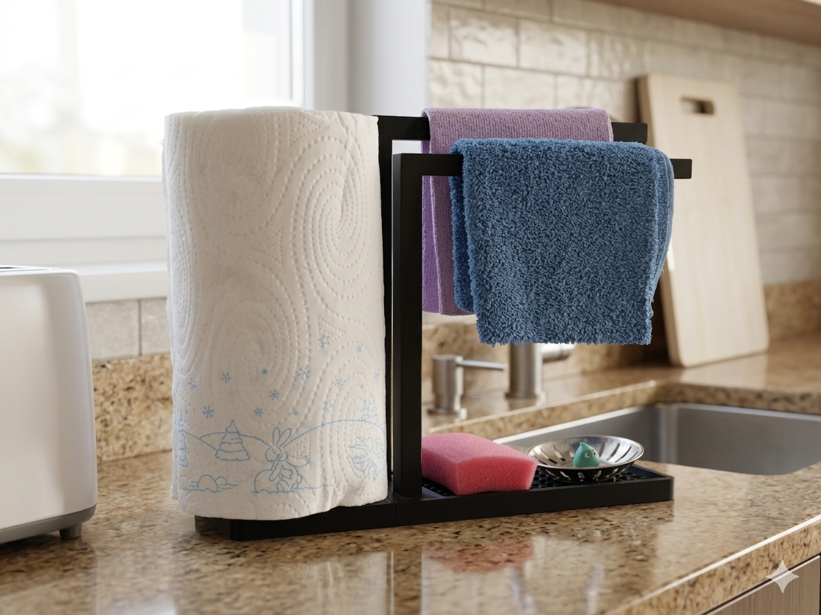 Kitchen Organizer with Cloth and Towels Holder