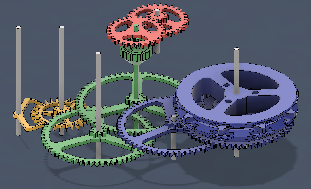 Clock Gear Train Assembly by jattie | Download free STL model ...