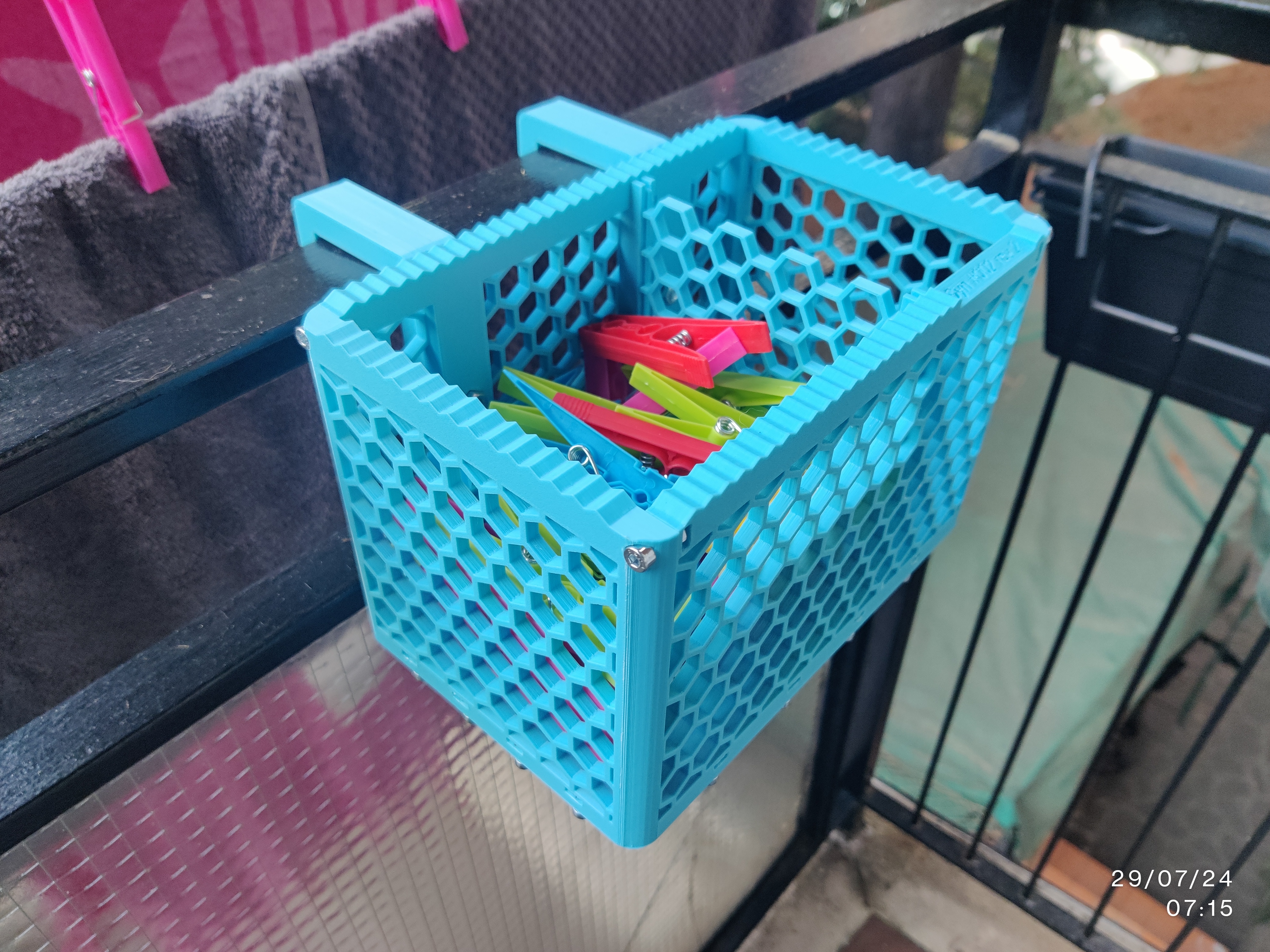Balcony clothespins basket with room for socks and underwear [UNIVERSAL] (Customizable)