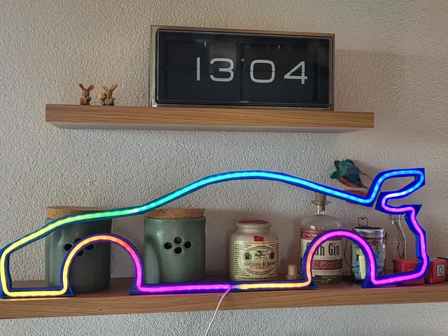 Porsche GT3 RS Neon led Car silhouette sign