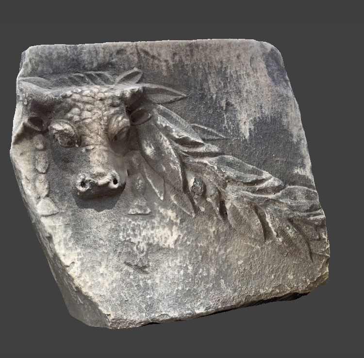 Roman Forum Engraved Stone Cow Motif