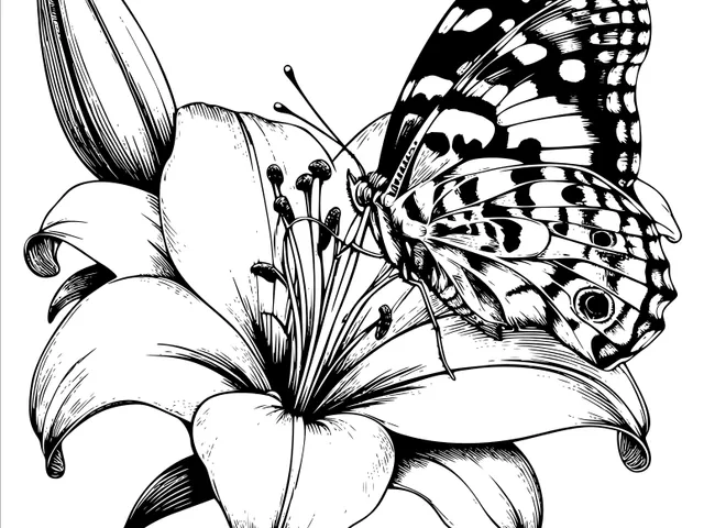Wall art: Butterfly on lily 3 (two colours)