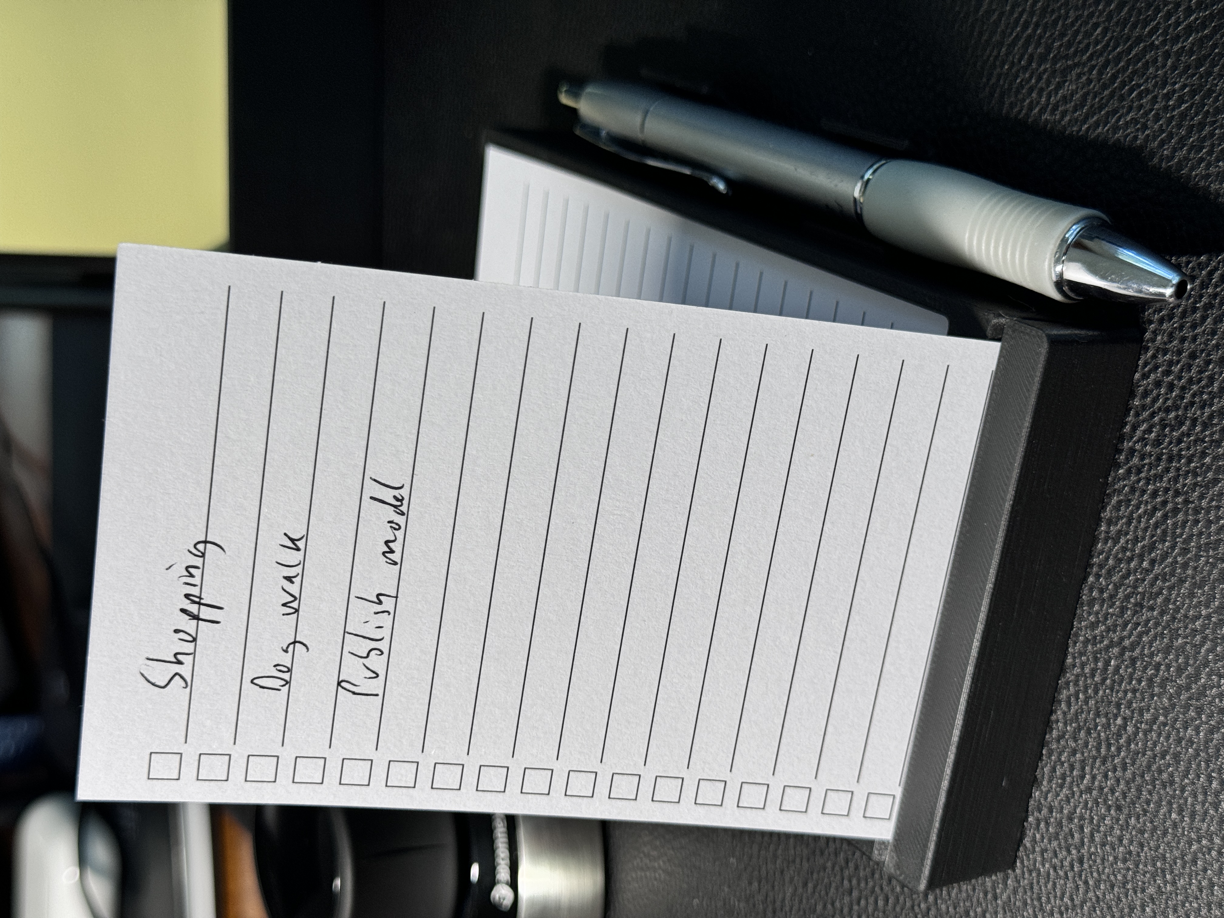 Index Card Task List Holder with Pen Storage