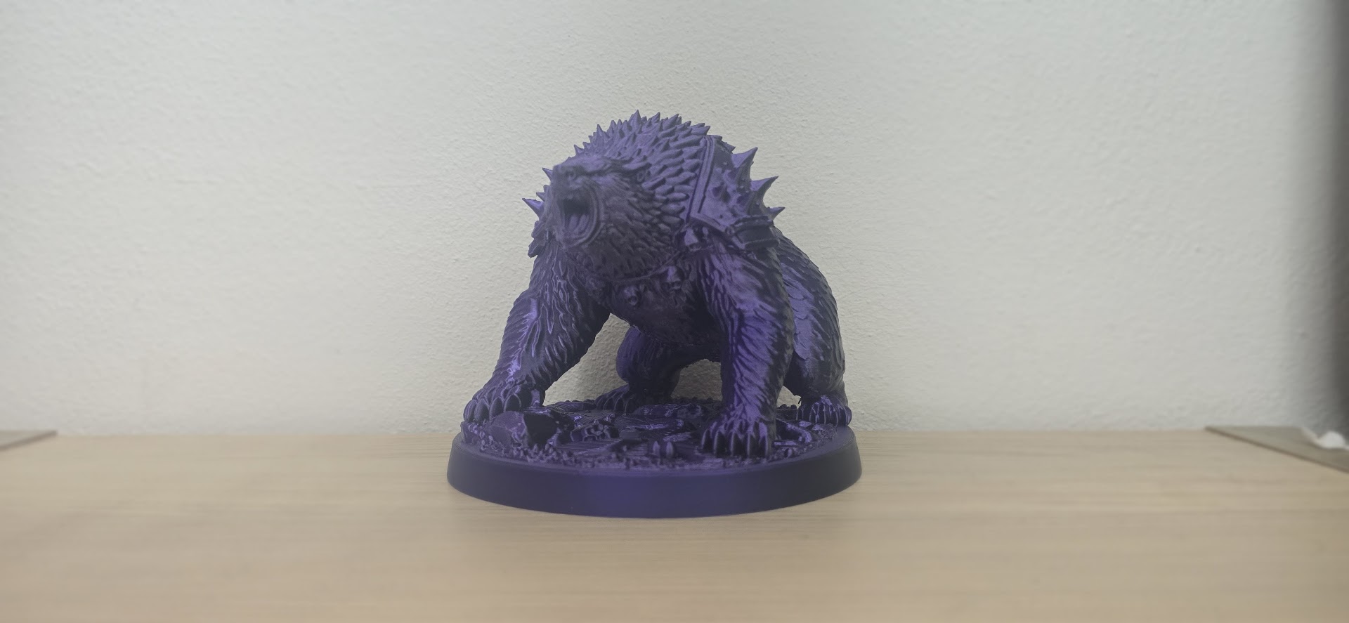 Purple Armored Dire Bear Fantasy Figurine