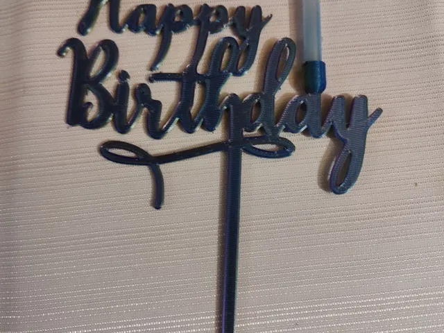 Happy birthday cake topper with candle