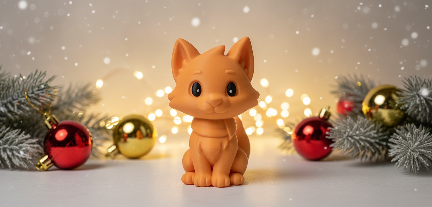 Sitting Fox with Scarf Holiday Figurine