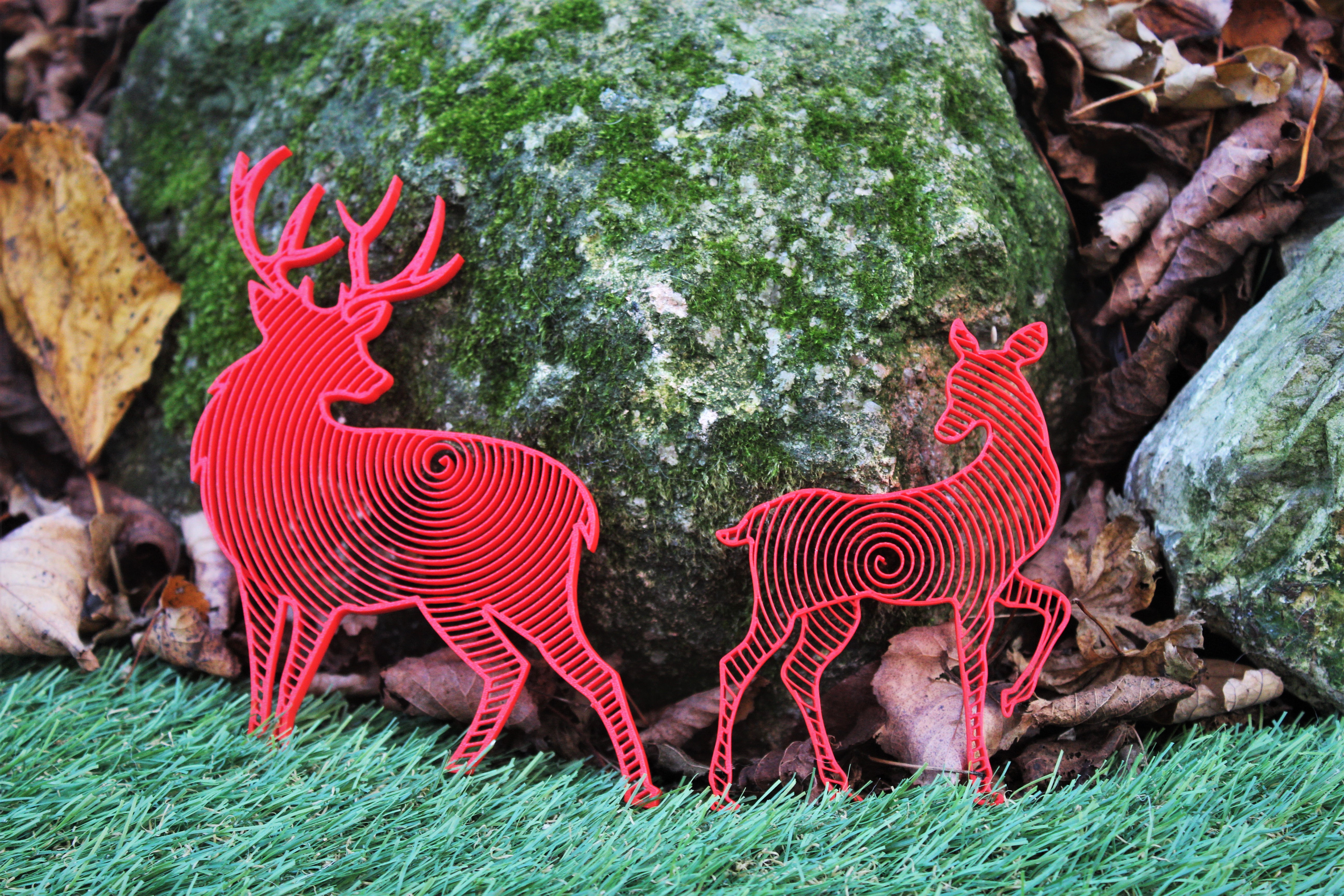 Stag and Doe Christmas Decorations - Archimedian Spiral