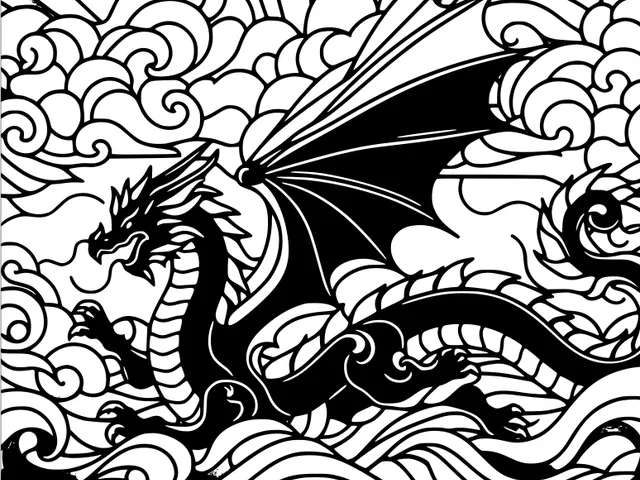 Wall art: Dragon in the clouds (four colours)
