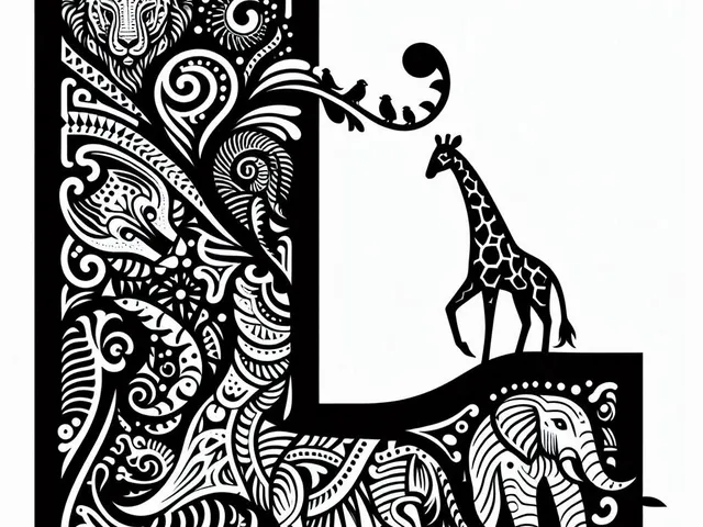 Wall art: Letter L with giraffe (two colours)
