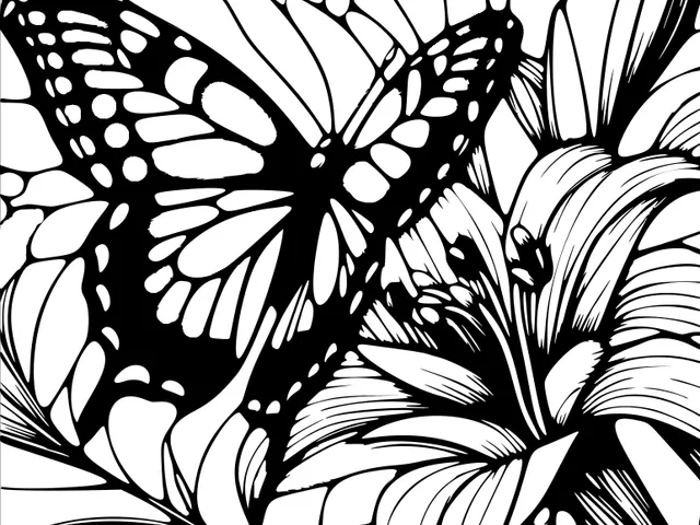 Wall art: Butterfly on lily 4 (four colours)
