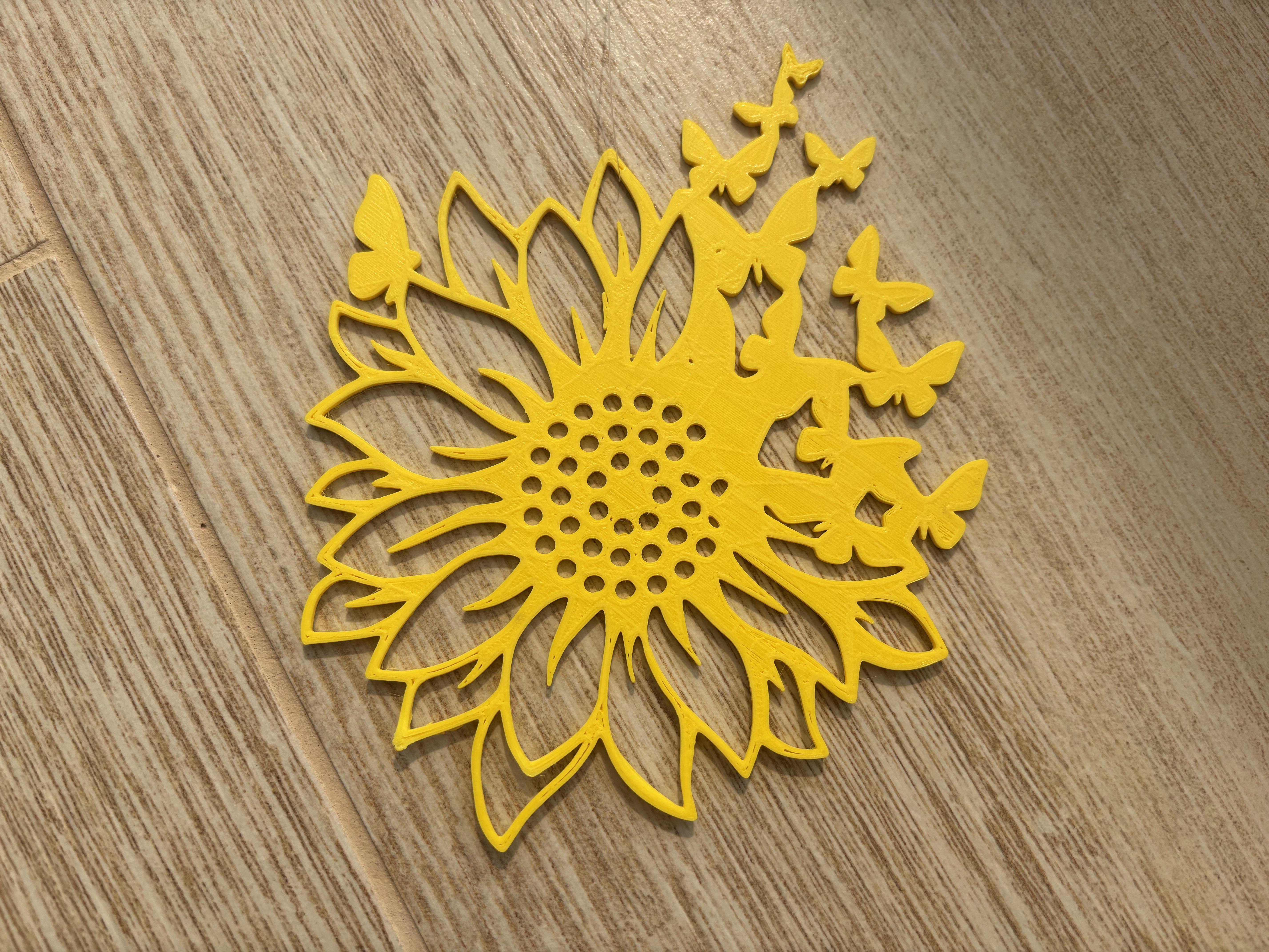 Decorative Sunflower with Butterflies – Hangable Ornament / Wallart Decoration