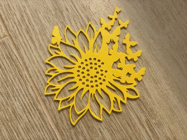 Decorative Sunflower with Butterflies – Hangable Ornament / Wallart Decoration