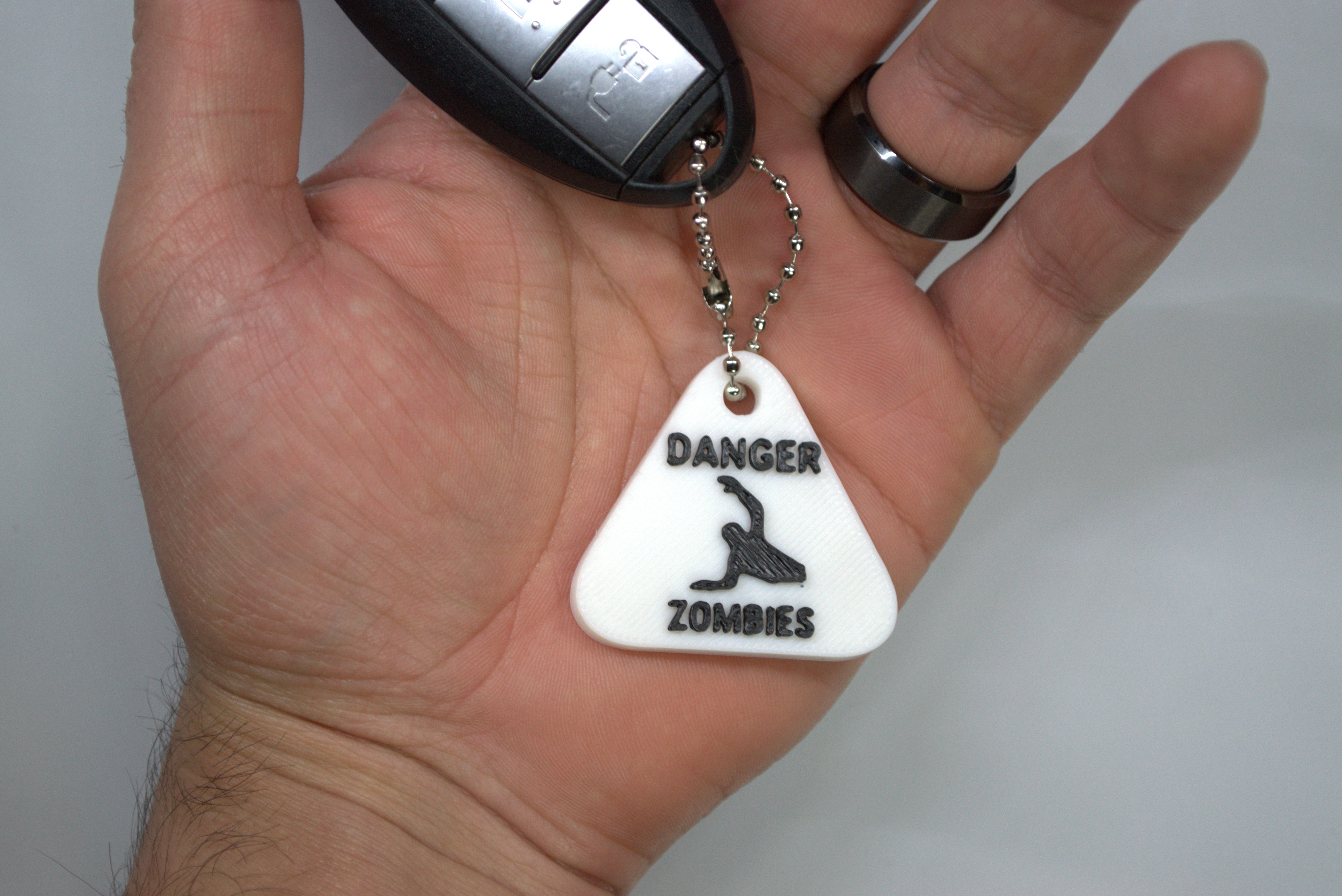 Danger Zombies sign keychain