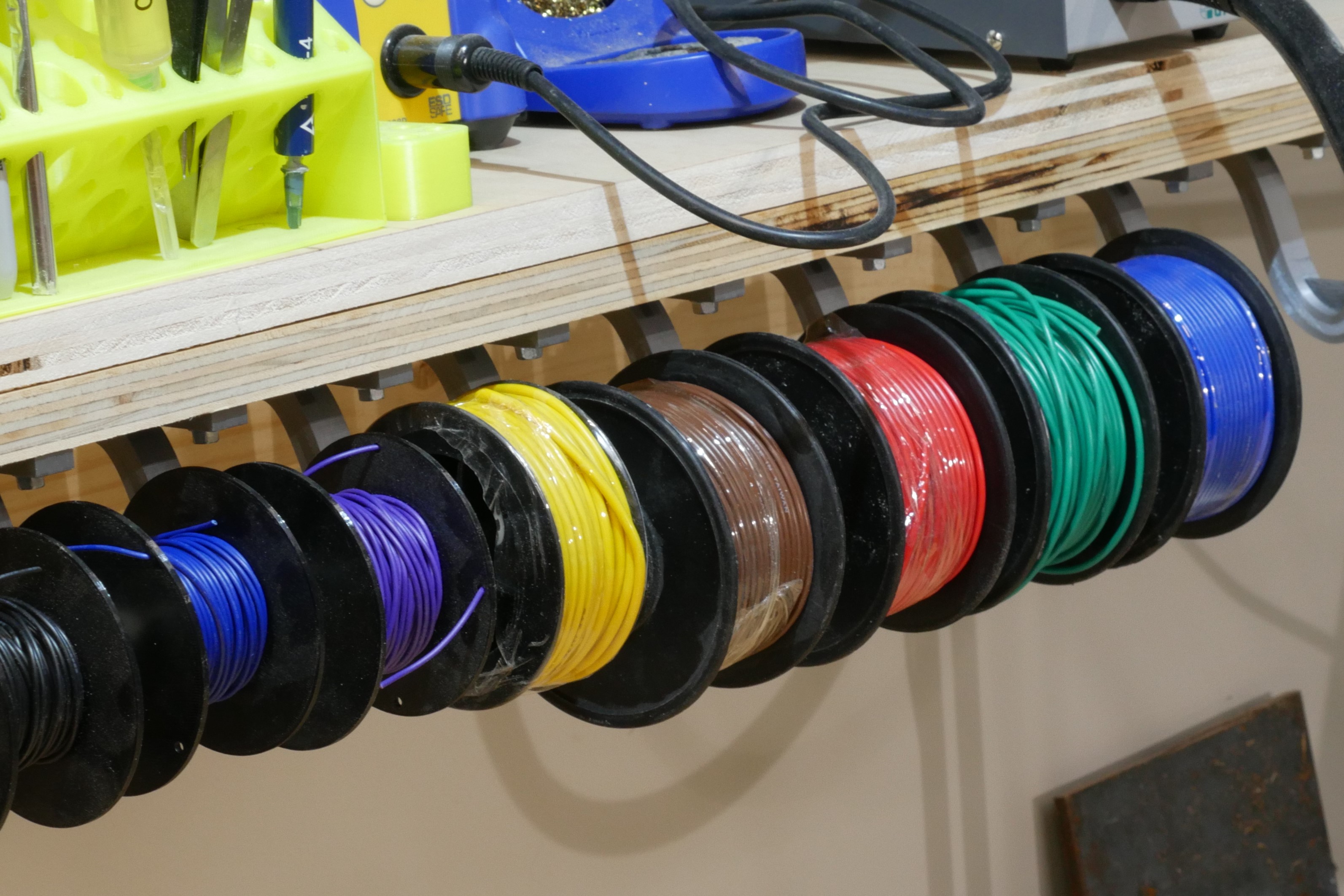 Electrical Wire Spool Hanger with Removable Spools