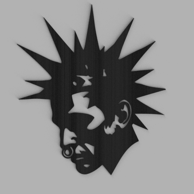 Punk Face Wall Art Mohawk Silhouette 3D model by PrintVision
