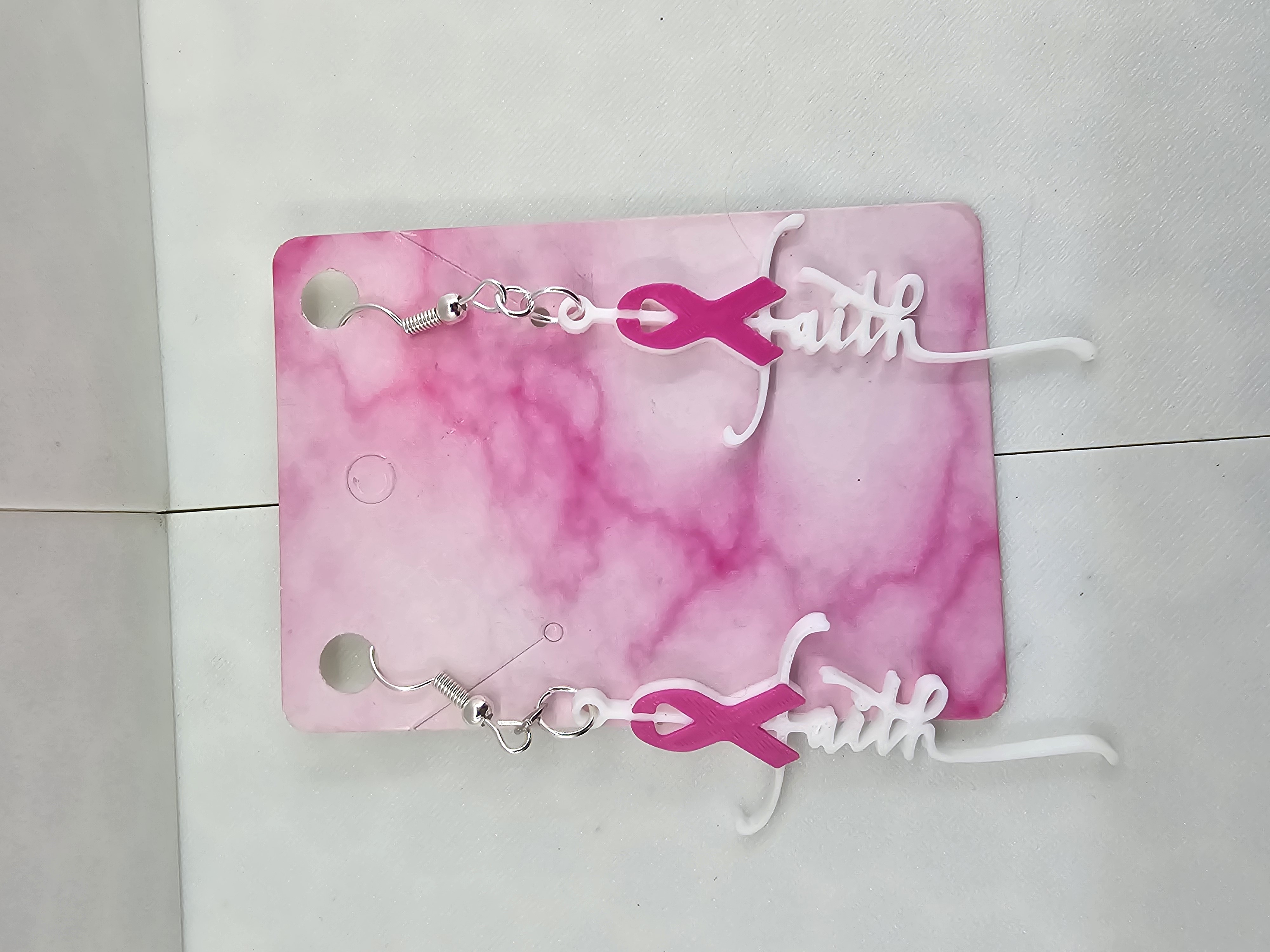 Breast Cancer Faith Cross Earrings