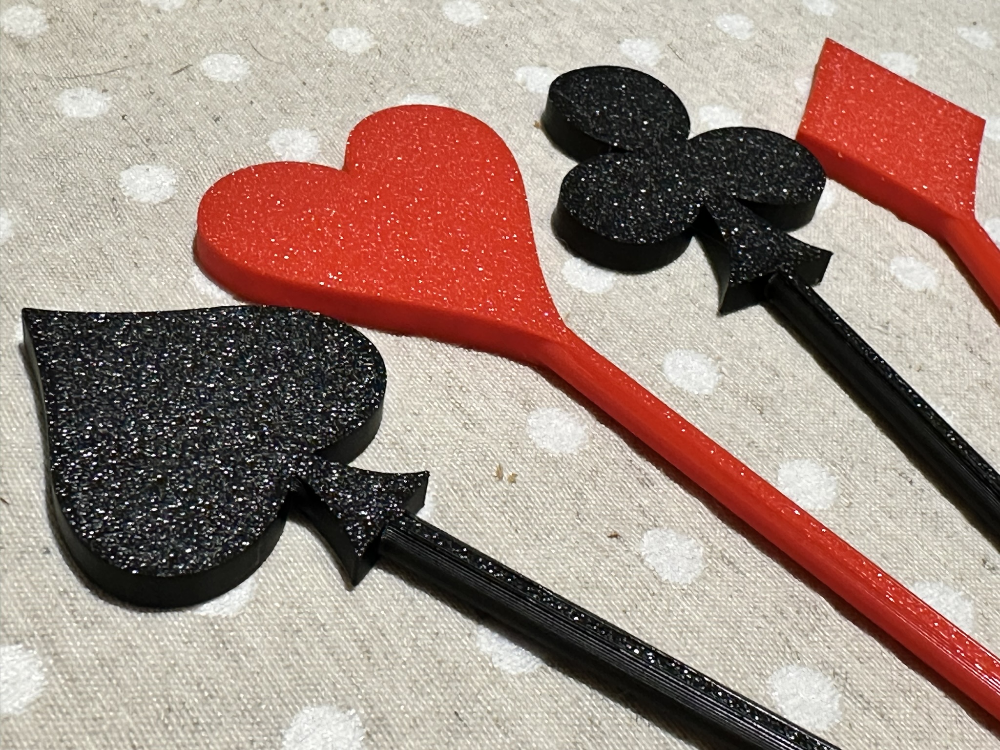 Playing Card Suit Sticks With Hanging Loop
