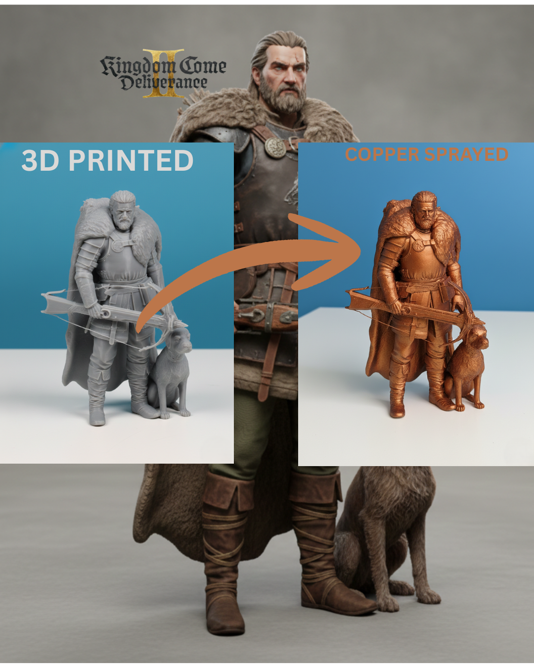Medieval Hunter Warrior with Crossbow – 3D Printable Character Figure