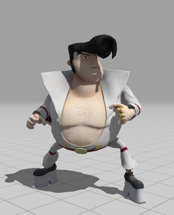 Chubby Elvis Presley in a Power Stance