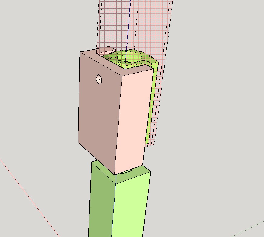 Template for drilling fixing screw on a 20x20 squaretube