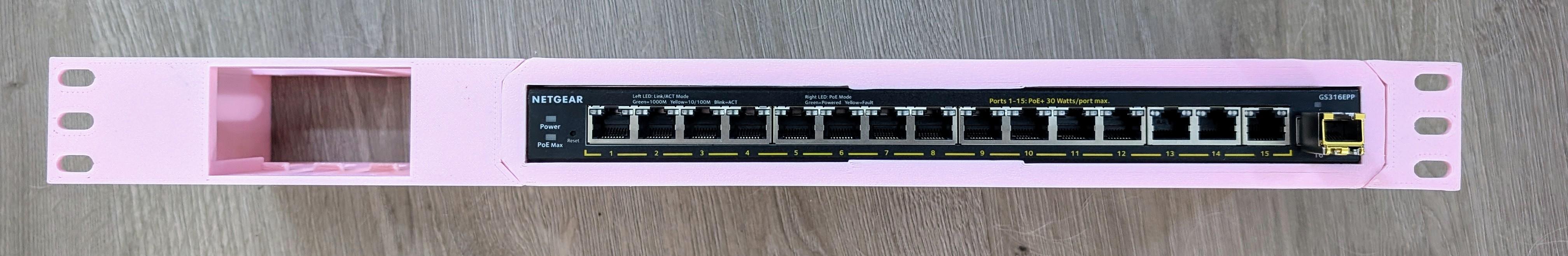 Netgear GS316EPP/GS316EP 16 Port Switch holder for 19 inch server rack 1U
