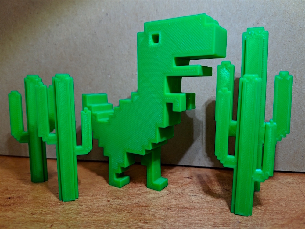 STL file Dino chrome - dinosaur game - no wifi dino - cactus