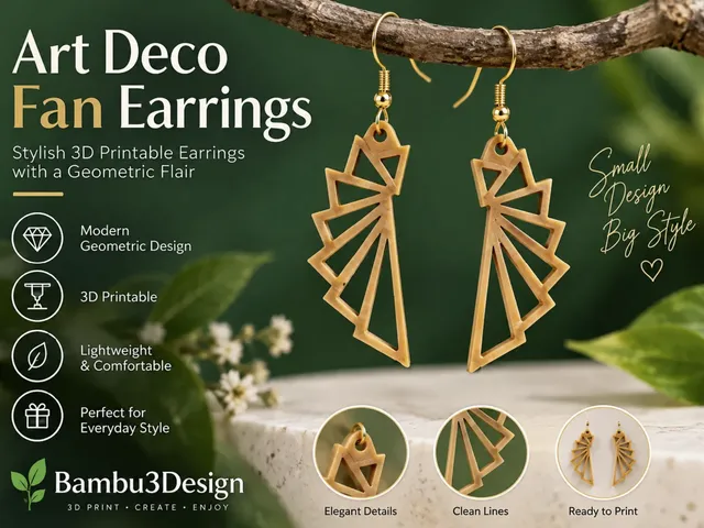 Art Deco Fan Earrings – 3D Printable Jewelry
