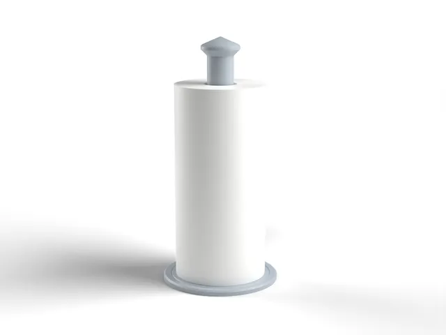 Paper Towel Holder - Big Smooth Screw Thread, No Glue, Comes Apart Flat (OpenSCAD)