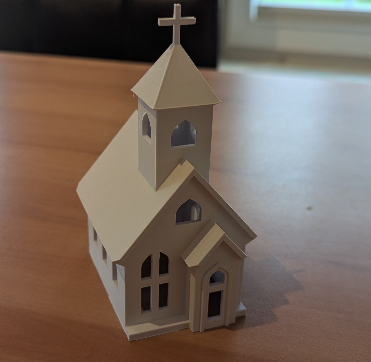 Miniature Christmas Town Tea Light Church with Cross