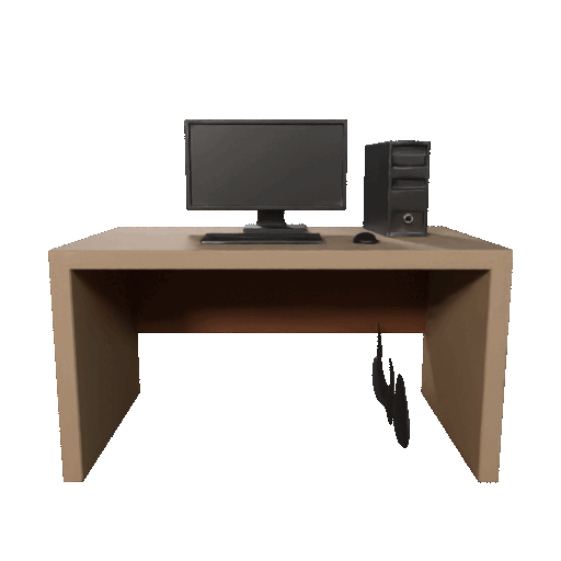 Low Poly Desk with Computer 3D Model — miniatura 2