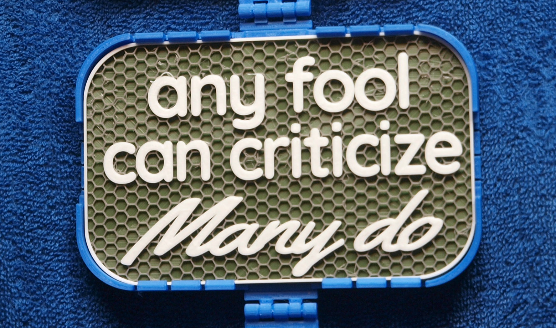 "Any Fool can Criticize" sign