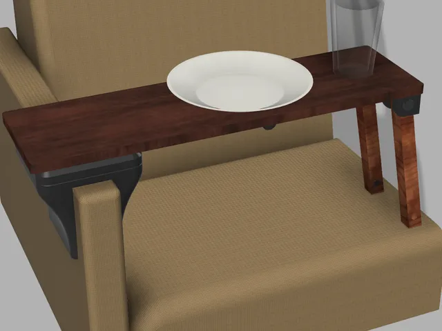 Swingable armrest table with legs