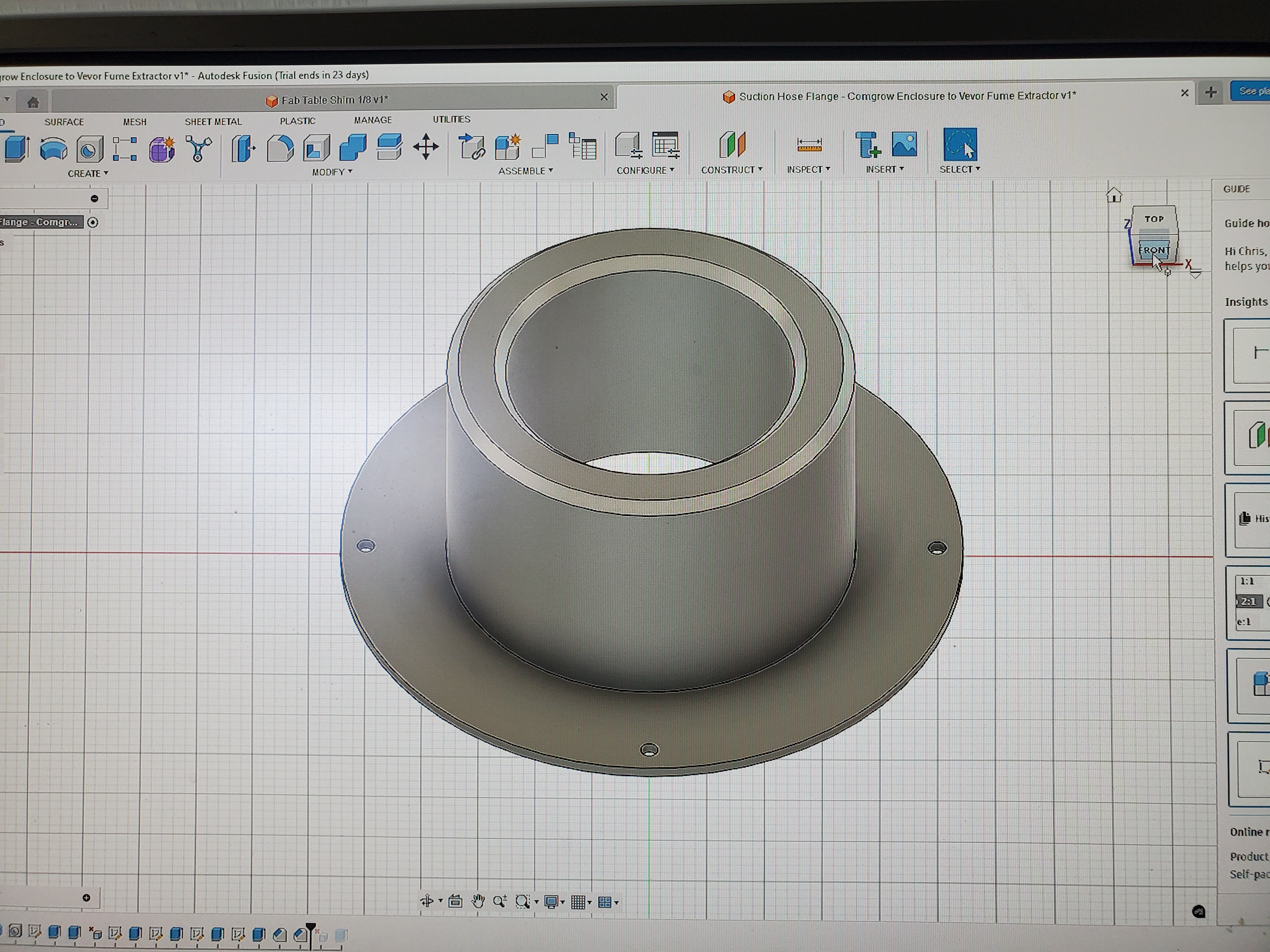 COMGROW Laser/3D Printer Enclosure Vent Flange/Reducer for Vevor Fume Extractor