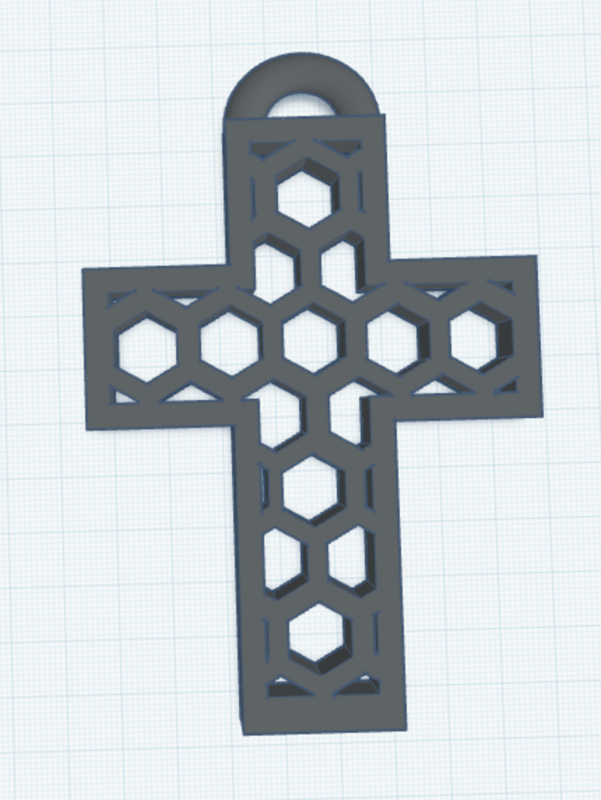 hexogon cross keychain