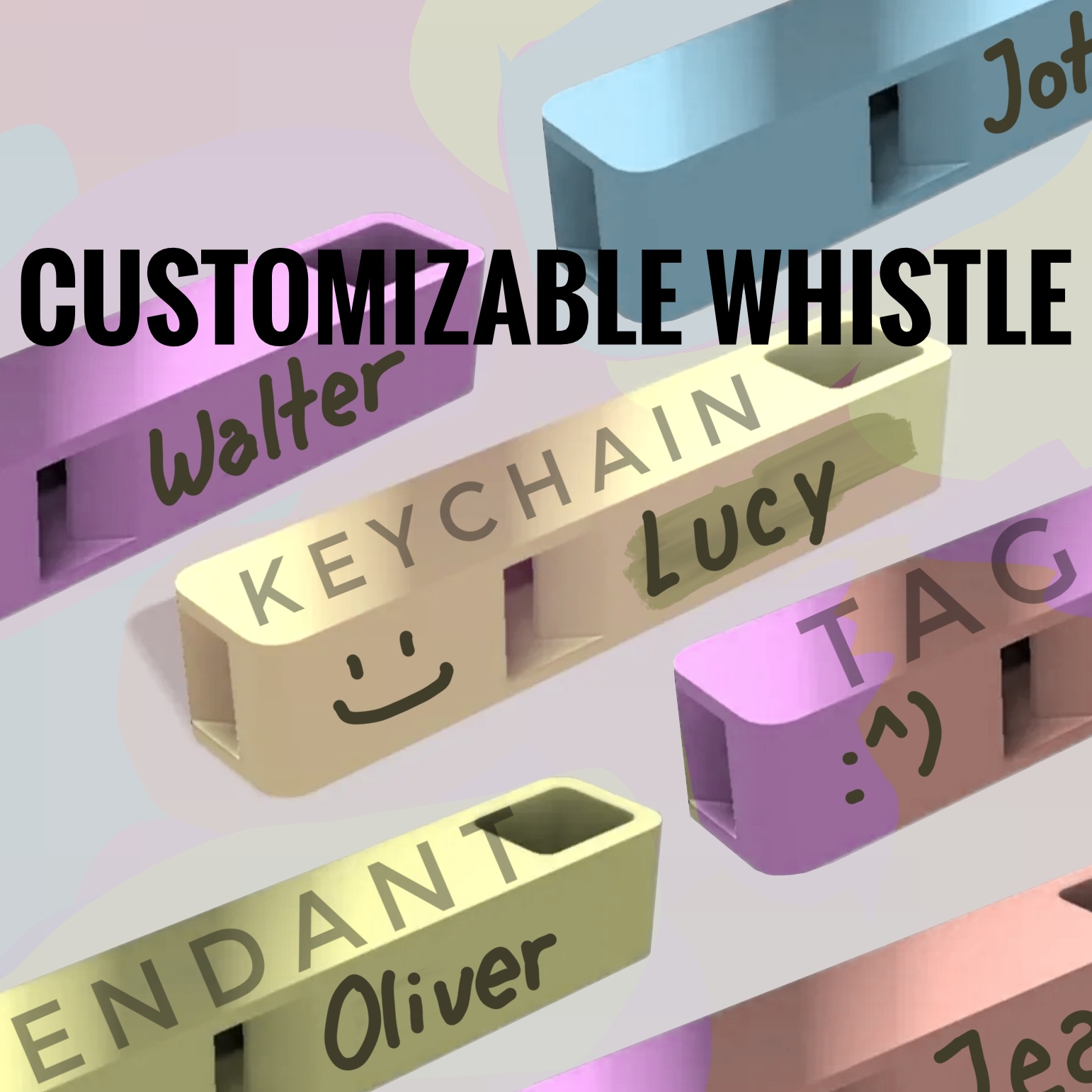 Customizable keychain - pendant - whistle