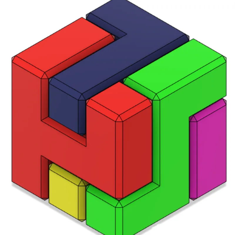 5 piece support free puzzle cube by CairdyMakes, Download free STL model