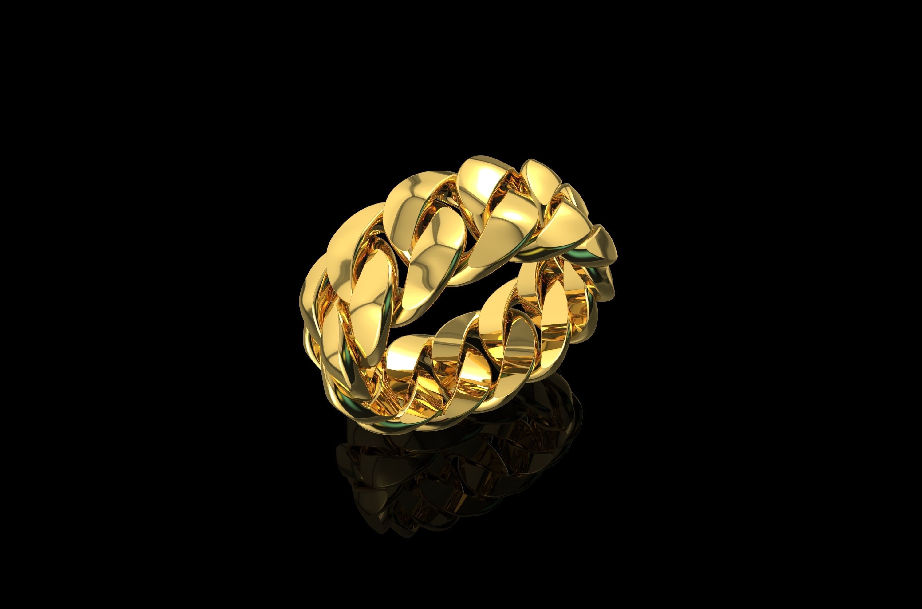 Miniatura 2 do modelo 3D Gold Cuban Link Ring