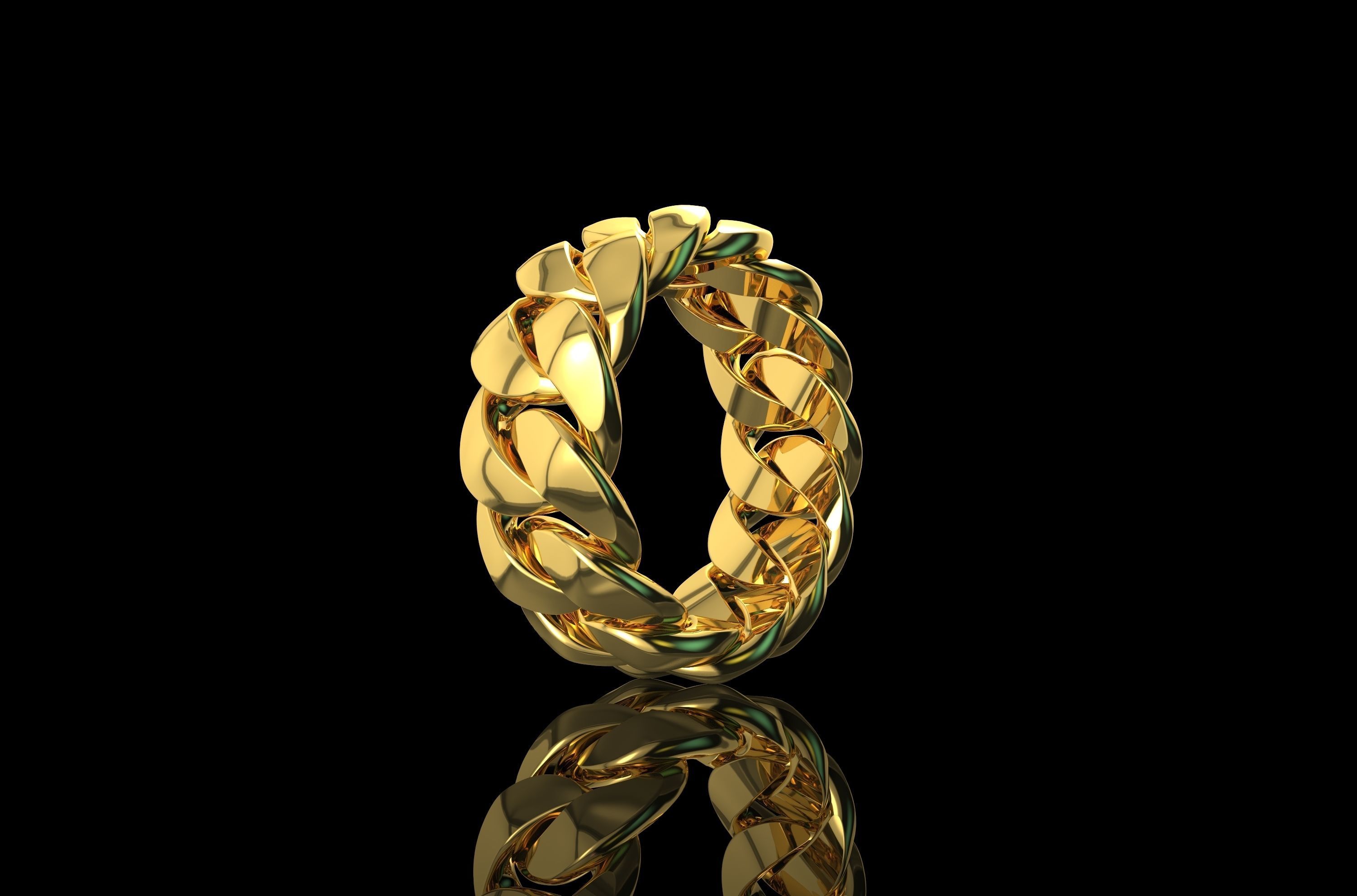 Miniatura 3 do modelo 3D Gold Cuban Link Ring
