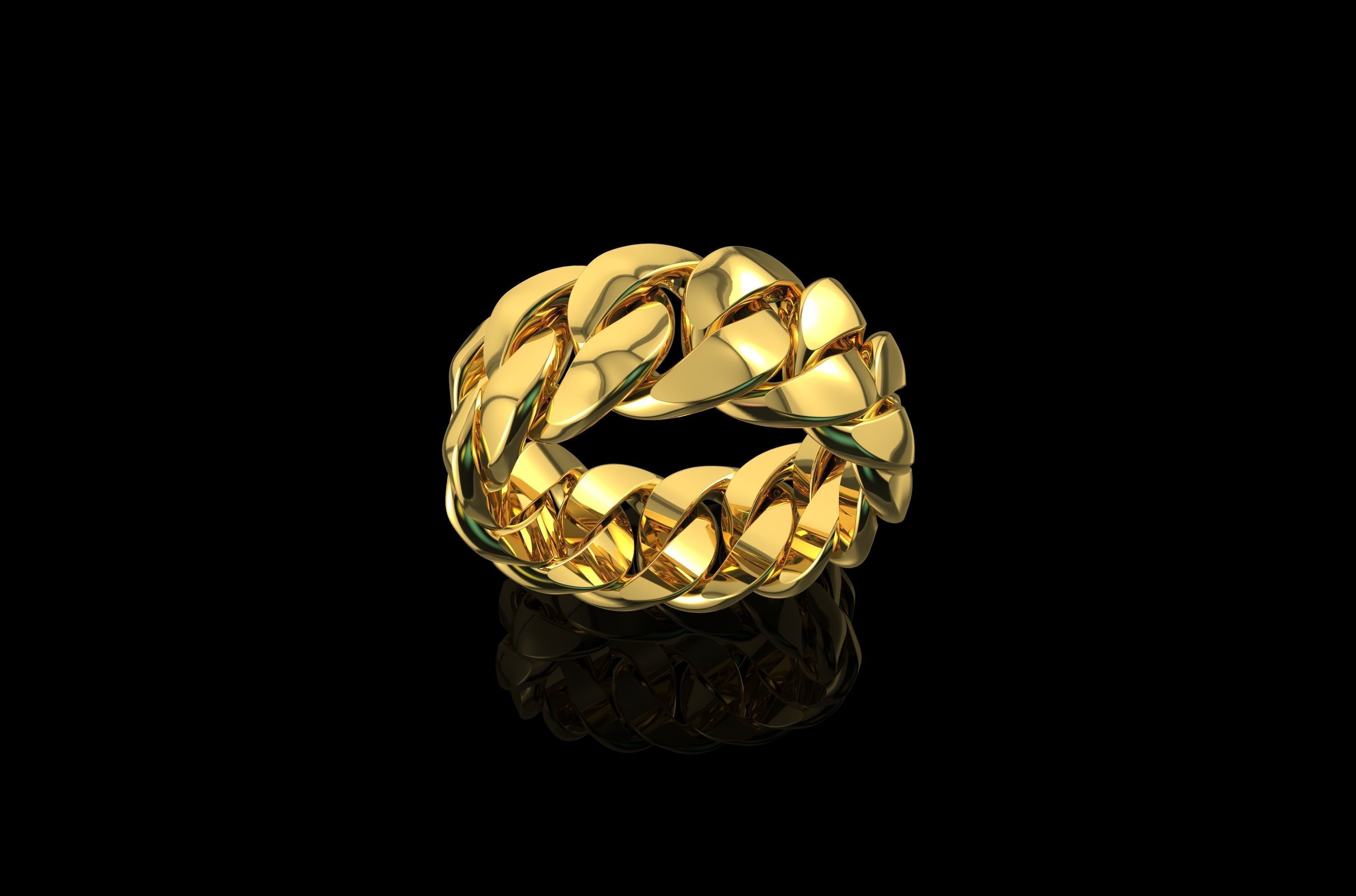 Miniatura 4 do modelo 3D Gold Cuban Link Ring
