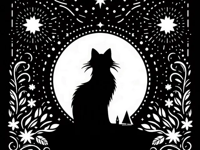Window art: Cat and stars (one colour)
