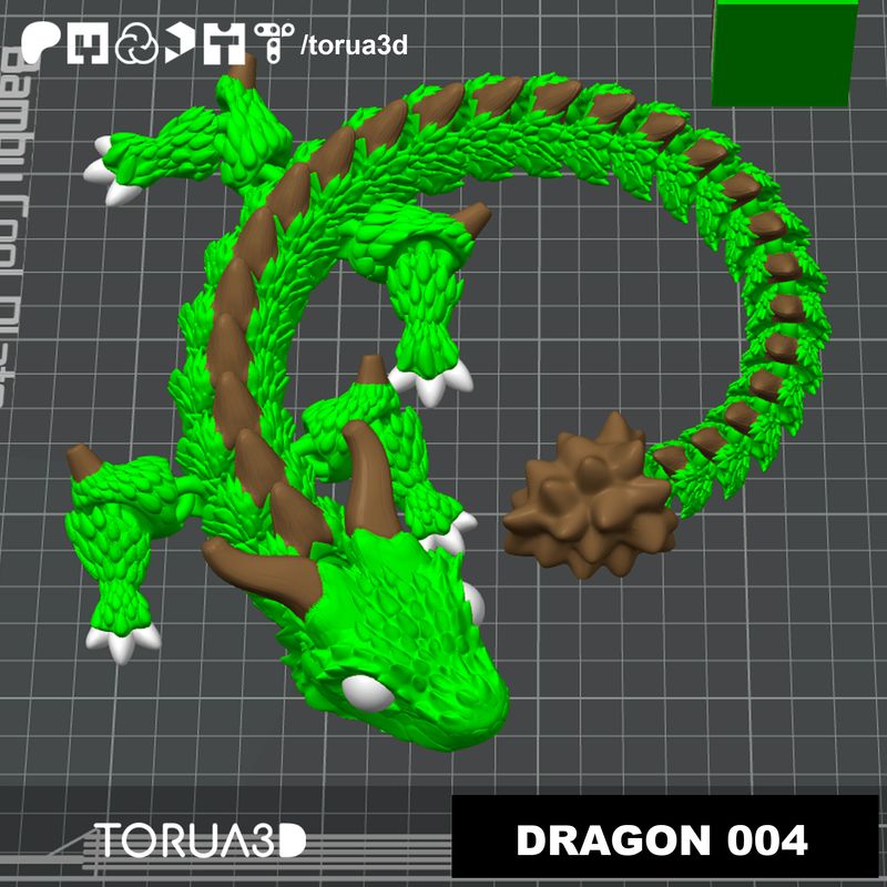 Articulated Dragon 004 | Print in place | No supports | 3mf and