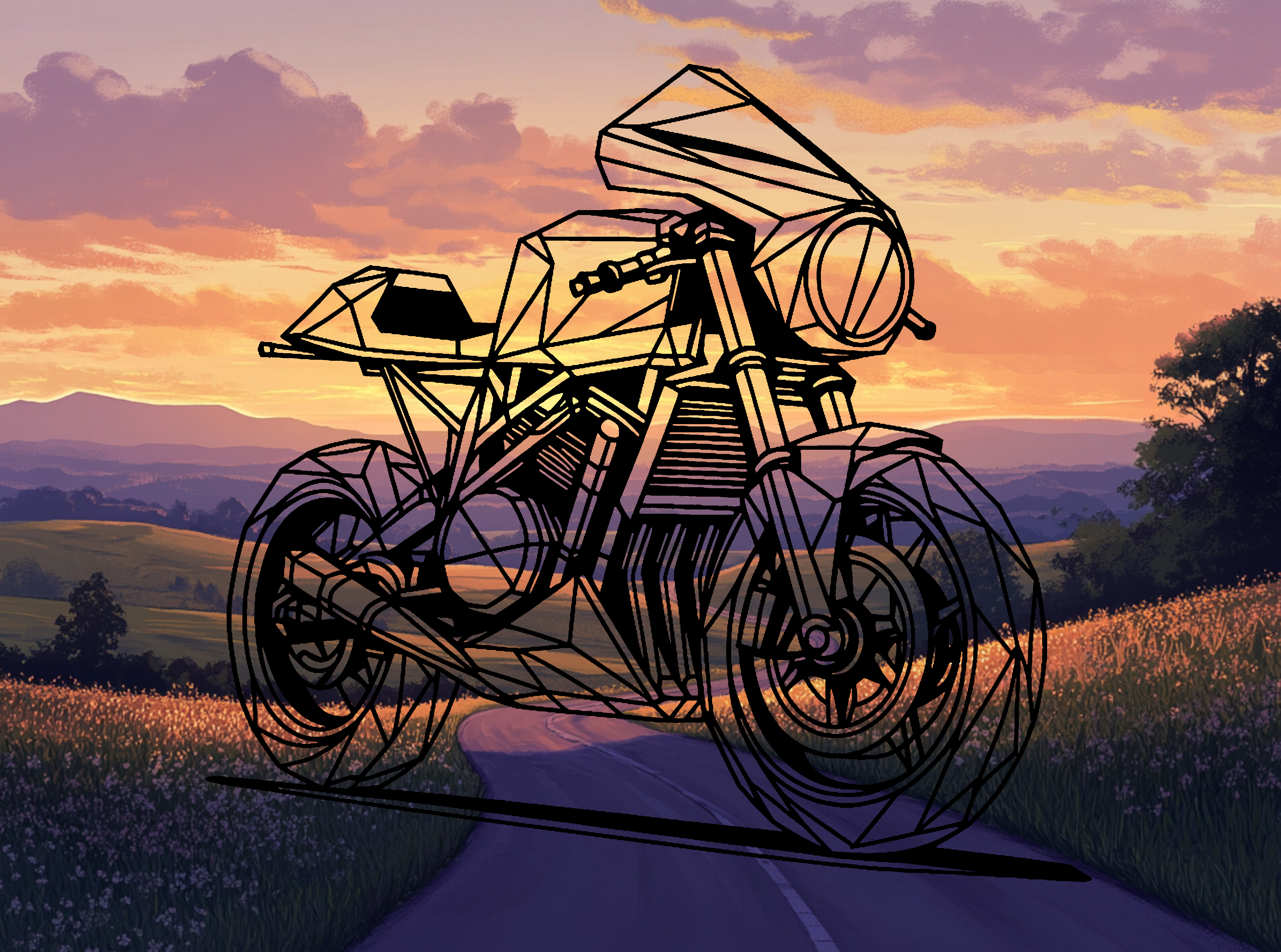 Geometric Cafe Racer motorcycle - model 3