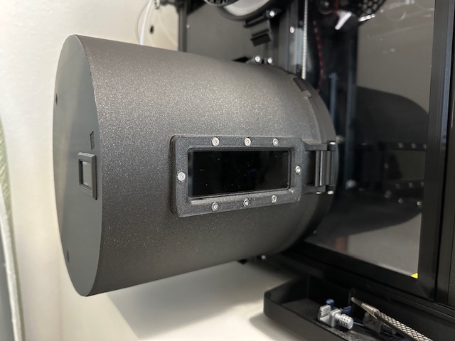 Universal Rewind Spool Dry Box for 2KG, Drybox mounted to Prusa XL / 3030 Frame Using Filler Brace (Updated for all positions)