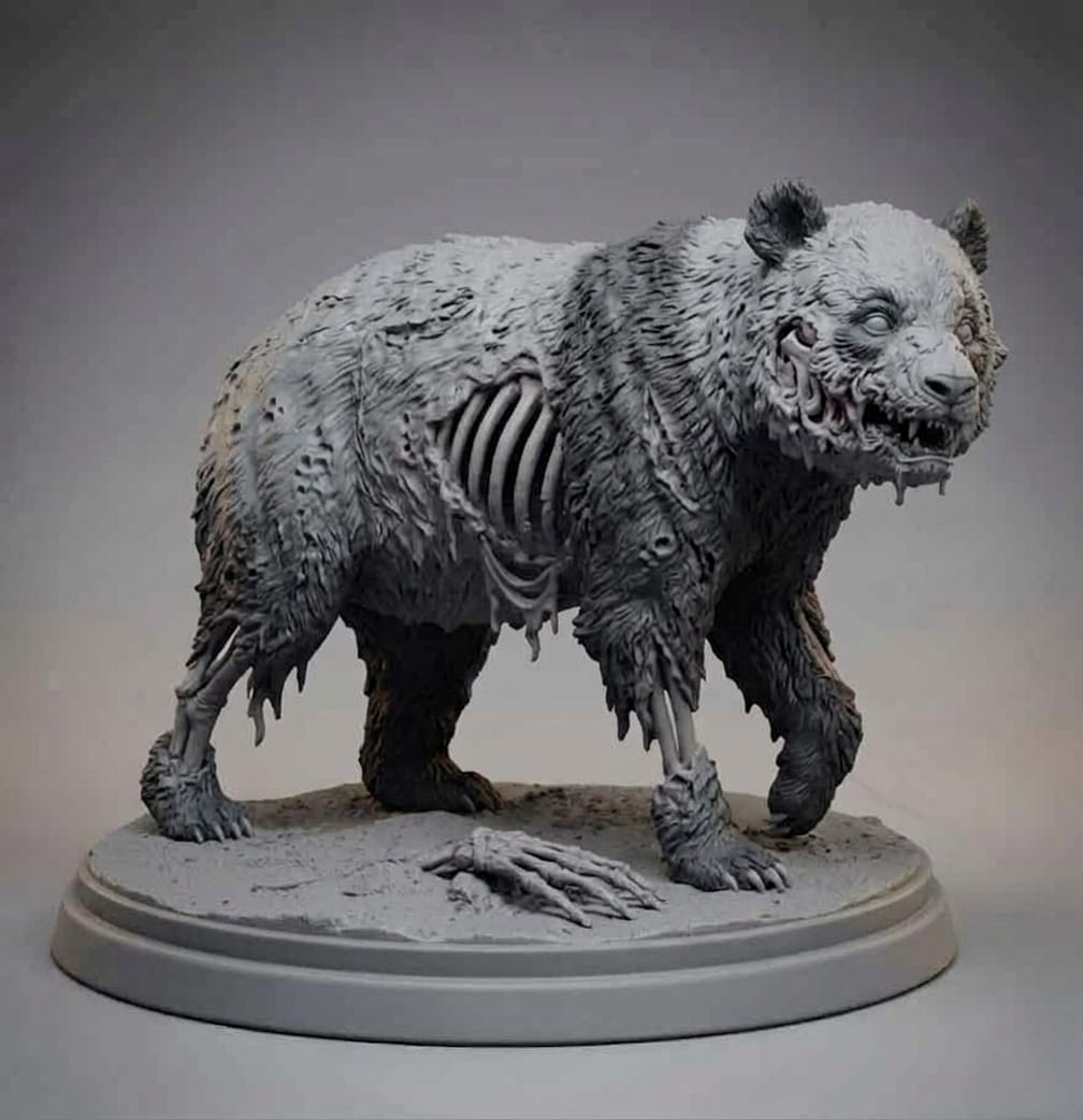 zombie panda statue
