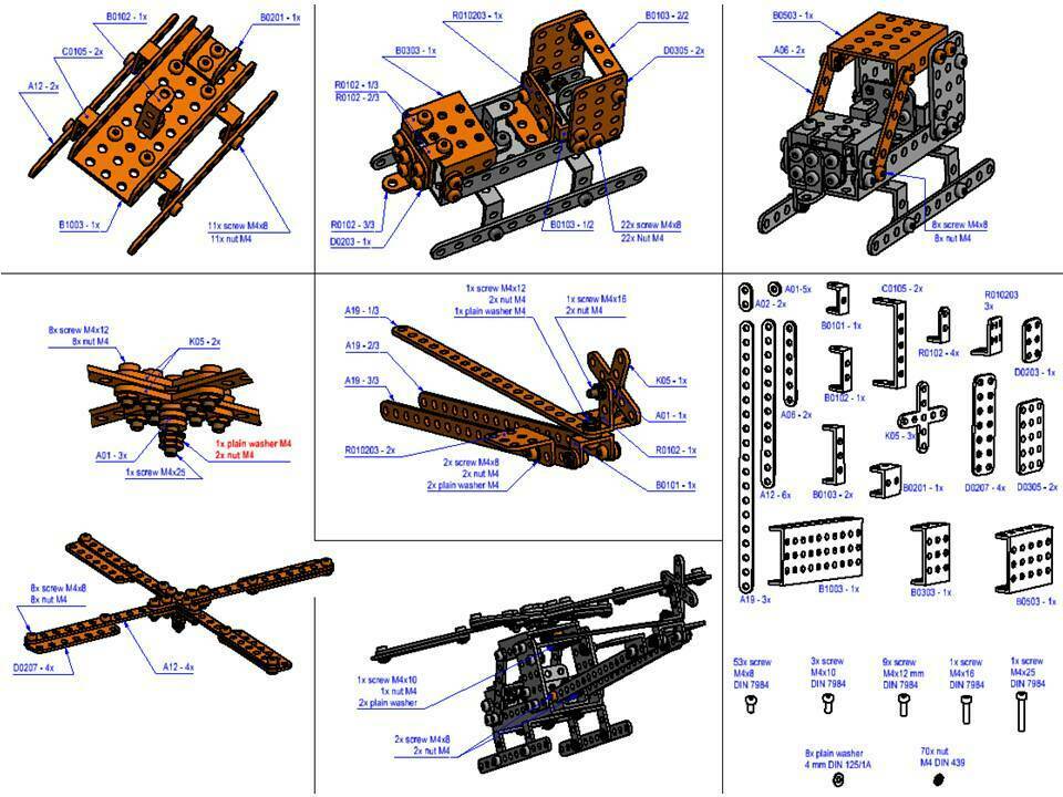 Helicopter construction set, (ala Merkur, Meccano...)