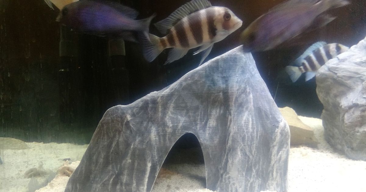 Aquarium decoration Textured rock cave Large by The Printed Aquarium Download free STL