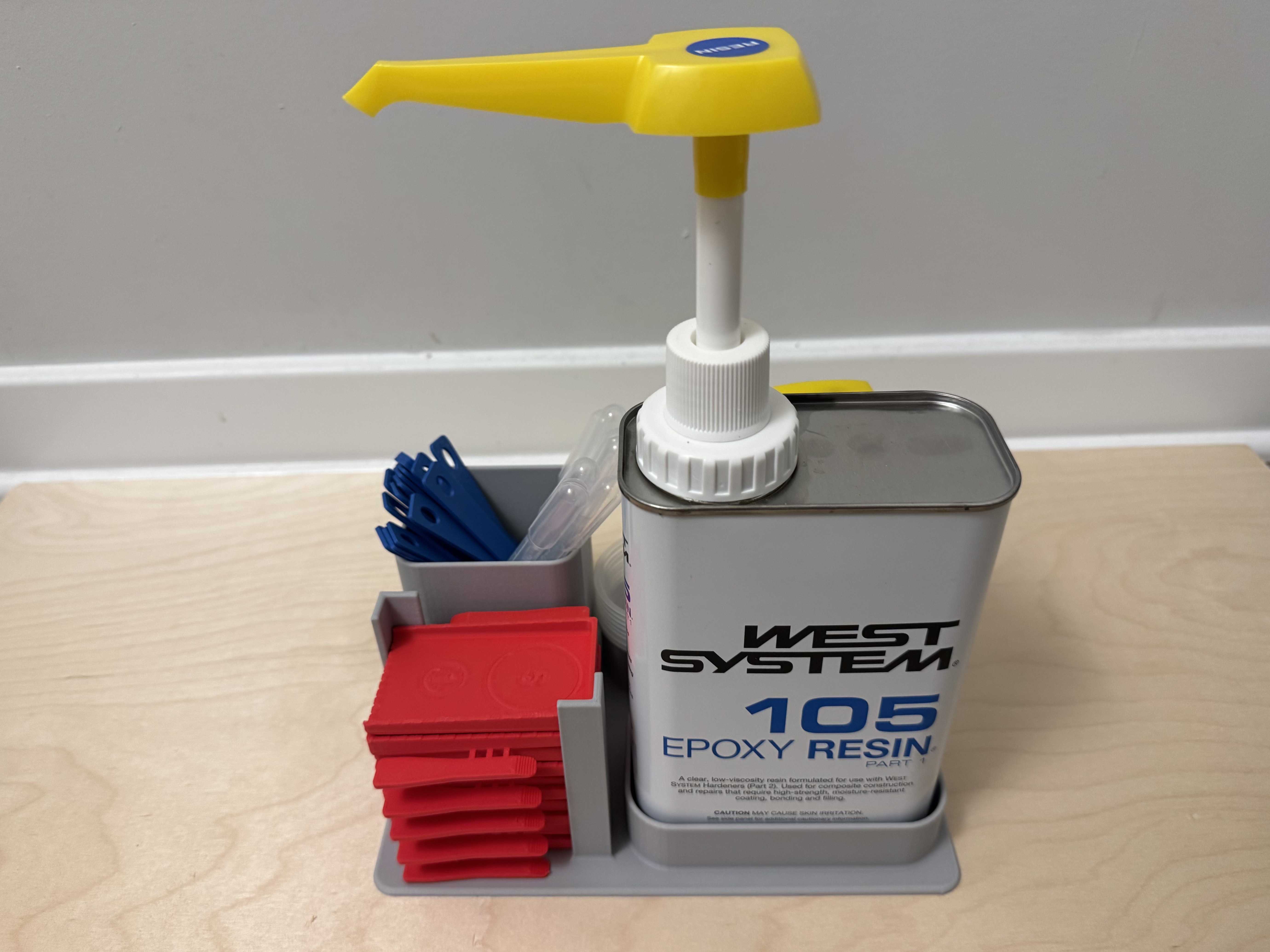 West System 105 Epoxy Dispensing Station Organizer Caddy with Drip Catcher and Built in Mixing Tray/Cup Holder