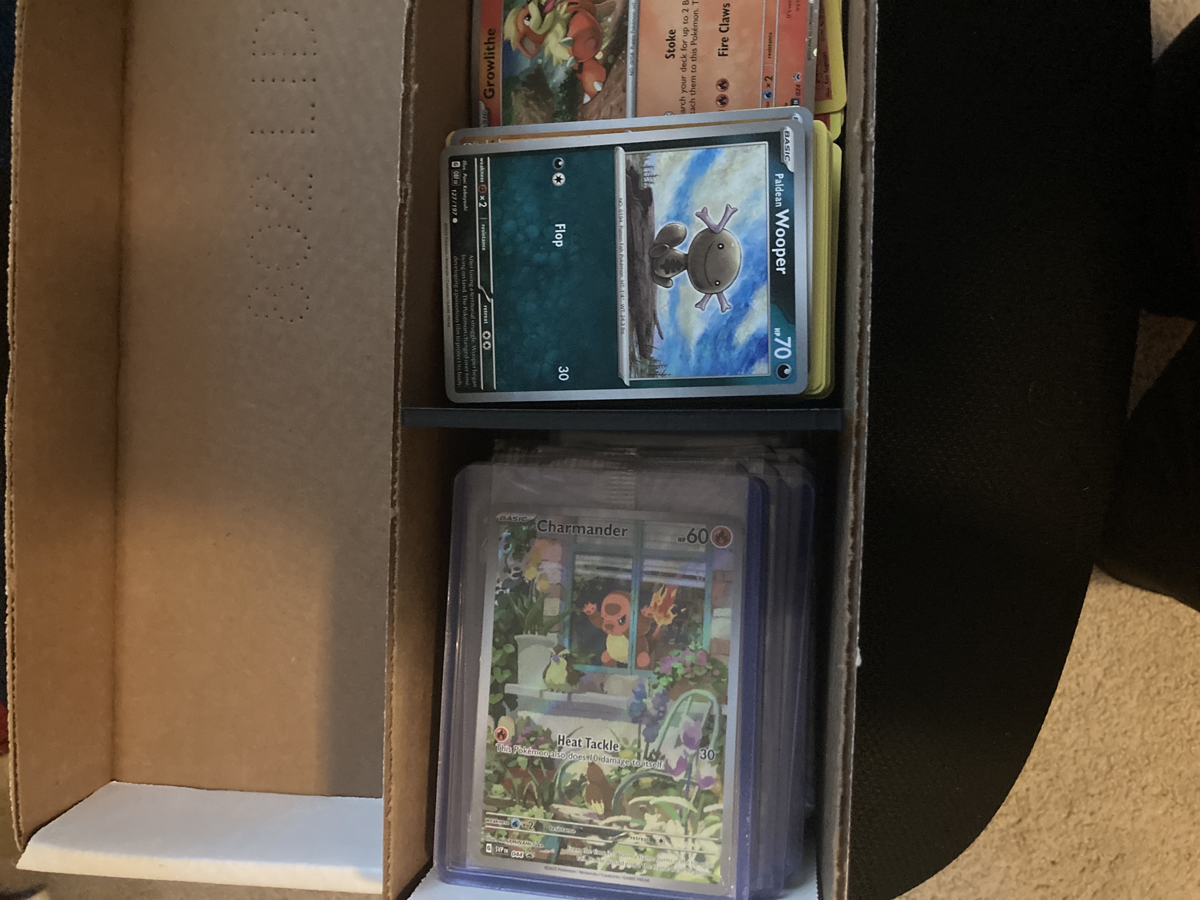 Trading Card separator 14 5/8 x 3 7/8 x 2 3/4 inches Cardboard box
