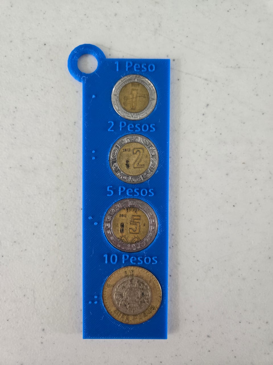 LLavero clasificador de monedas para discapacidad visual (monedas mexicanas)