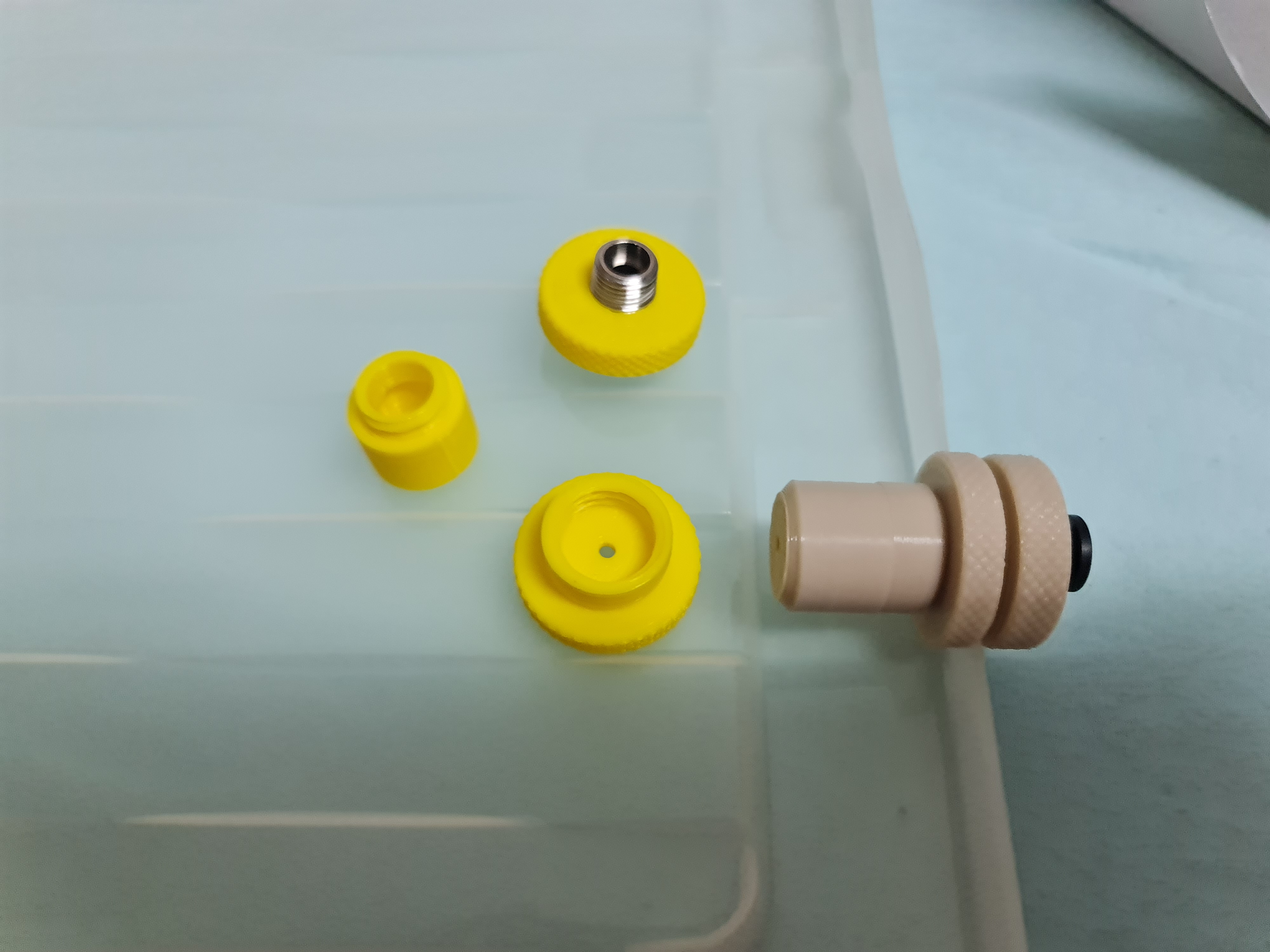 Knurled PC4-M10 PTFE Drybox filament pass through filament cleaner cap 3D model thumbnail